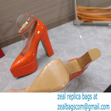 Valentino Heel 15.5cm platform 5.5cm Tan-Go Pointy Pumps in patent leather Orange 2022