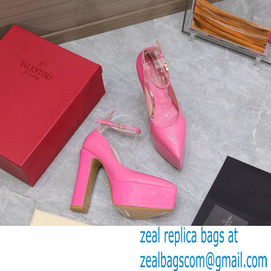 Valentino Heel 15.5cm platform 5.5cm Tan-Go Pointy Pumps in patent leather Pink 2022