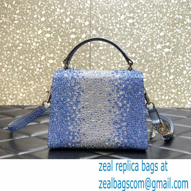 Valentino Mini VSling Bag with Sparkling Crystal Embroidery Gradient blue 2022