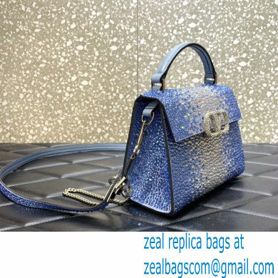 Valentino Mini VSling Bag with Sparkling Crystal Embroidery Gradient blue 2022