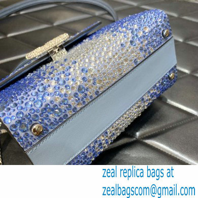 Valentino Mini VSling Bag with Sparkling Crystal Embroidery Gradient blue 2022