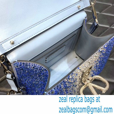 Valentino Mini VSling Bag with Sparkling Crystal Embroidery Gradient blue 2022