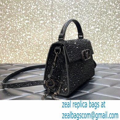 Valentino Mini VSling Bag with Sparkling Crystal Embroidery black 2022