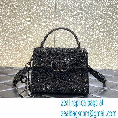 Valentino Mini VSling Bag with Sparkling Crystal Embroidery black 2022