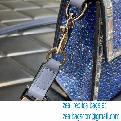 Valentino Mini VSling Bag with Sparkling Crystal Embroidery blue 2022