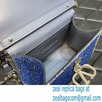 Valentino Mini VSling Bag with Sparkling Crystal Embroidery blue 2022