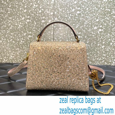 Valentino Mini VSling Bag with Sparkling Crystal Embroidery pink gold 2022