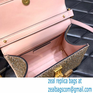 Valentino Mini VSling Bag with Sparkling Crystal Embroidery pink gold 2022