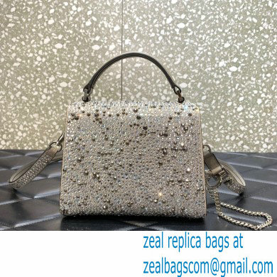 Valentino Mini VSling Bag with Sparkling Crystal Embroidery silver 2022