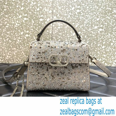 Valentino Mini VSling Bag with Sparkling Crystal Embroidery silver 2022