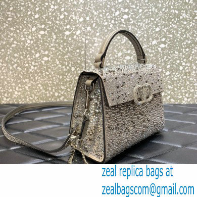 Valentino Mini VSling Bag with Sparkling Crystal Embroidery silver 2022