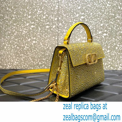 Valentino Mini VSling Bag with Sparkling Crystal Embroidery yellow 2022