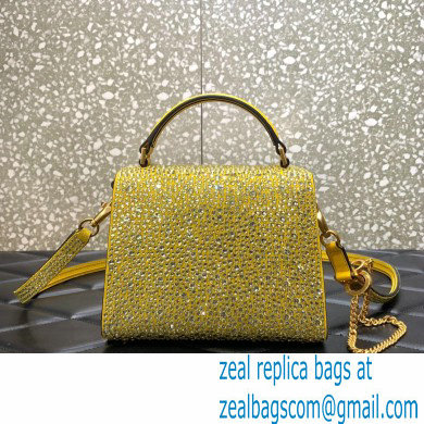 Valentino Mini VSling Bag with Sparkling Crystal Embroidery yellow 2022