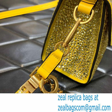 Valentino Mini VSling Bag with Sparkling Crystal Embroidery yellow 2022