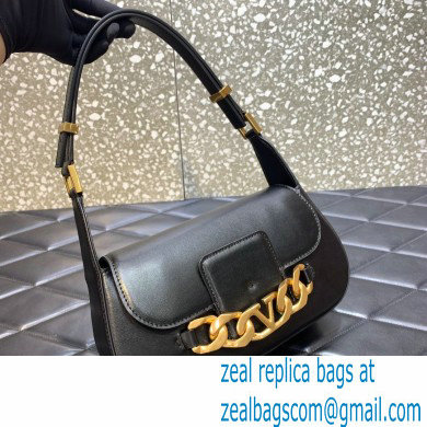 Valentino VLogo Chain Calfskin Shoulder Bag Black 2022 0080