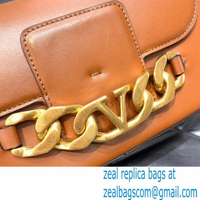 Valentino VLogo Chain Calfskin Shoulder Bag tan 2022 0080