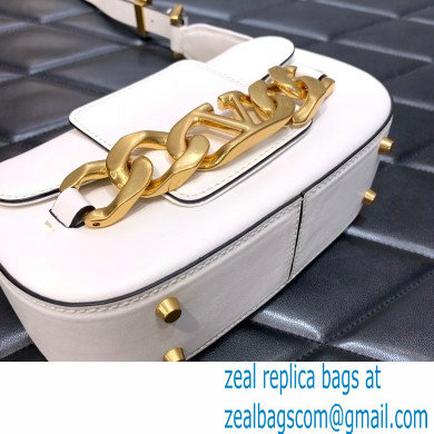 Valentino VLogo Chain Small Calfskin Shoulder Bag White 2022 0081