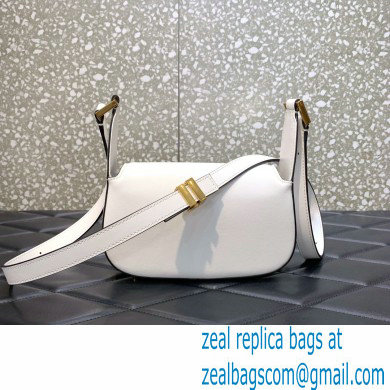 Valentino VLogo Chain Small Calfskin Shoulder Bag White 2022 0081