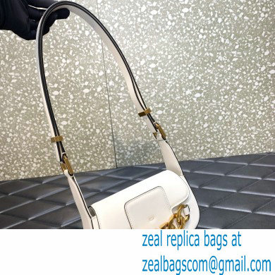 Valentino VLogo Chain Small Calfskin Shoulder Bag White 2022 0081