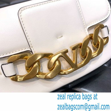 Valentino VLogo Chain Small Calfskin Shoulder Bag White 2022 0081