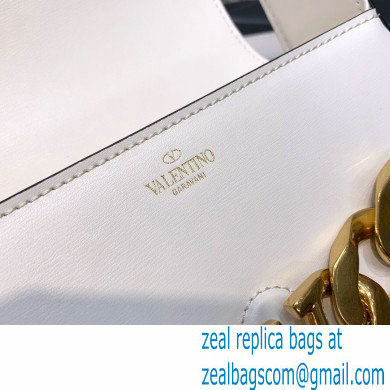 Valentino VLogo Chain Small Calfskin Shoulder Bag White 2022 0081