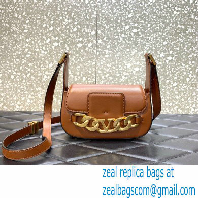 Valentino VLogo Chain Small Calfskin Shoulder Bag tan 2022 0081