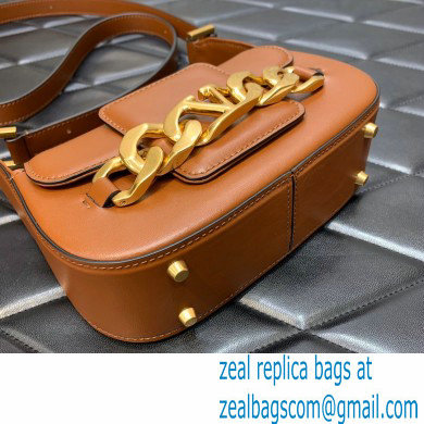 Valentino VLogo Chain Small Calfskin Shoulder Bag tan 2022 0081