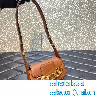 Valentino VLogo Chain Small Calfskin Shoulder Bag tan 2022 0081