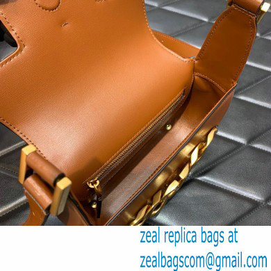 Valentino VLogo Chain Small Calfskin Shoulder Bag tan 2022 0081