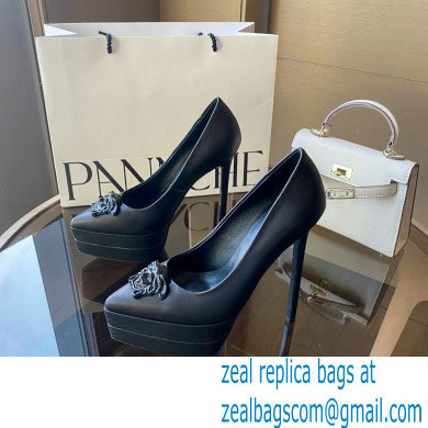 Versace Heel 15.5cm platform 1.5cm Barocco Palazzo La Medusa Pumps Black 2022 - Click Image to Close