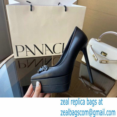 Versace Heel 15.5cm platform 1.5cm Barocco Palazzo La Medusa Pumps Black 2022 - Click Image to Close