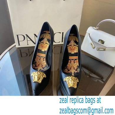 Versace Heel 15.5cm platform 1.5cm Barocco Palazzo La Medusa Pumps Black/Gold 2022 - Click Image to Close