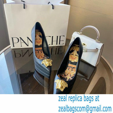 Versace Heel 15.5cm platform 1.5cm Barocco Palazzo La Medusa Pumps Black/Gold 2022 - Click Image to Close