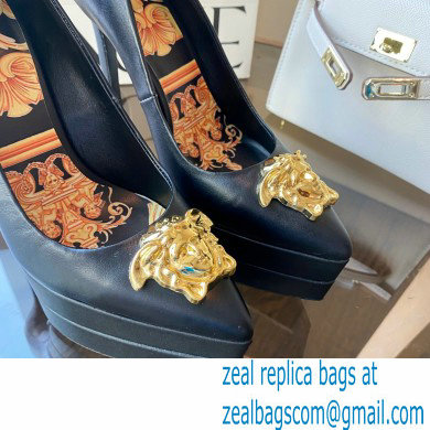 Versace Heel 15.5cm platform 1.5cm Barocco Palazzo La Medusa Pumps Black/Gold 2022 - Click Image to Close