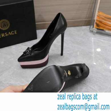 Versace Heel 15.5cm platform 1.5cm Barocco Palazzo La Medusa Pumps Black/Pink 2022 - Click Image to Close