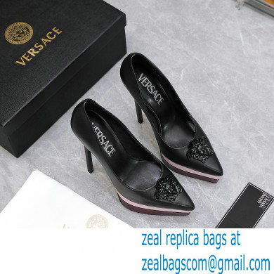 Versace Heel 15.5cm platform 1.5cm Barocco Palazzo La Medusa Pumps Black/Pink 2022 - Click Image to Close