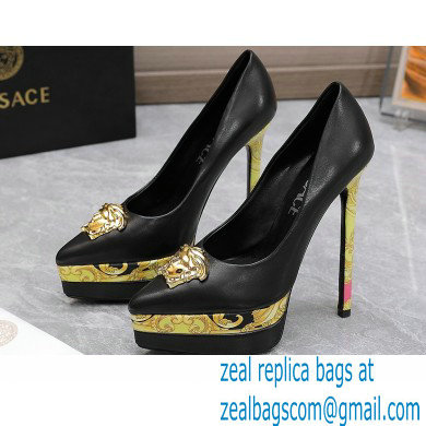 Versace Heel 15.5cm platform 1.5cm Barocco Palazzo La Medusa Pumps Black/Print 2022 - Click Image to Close