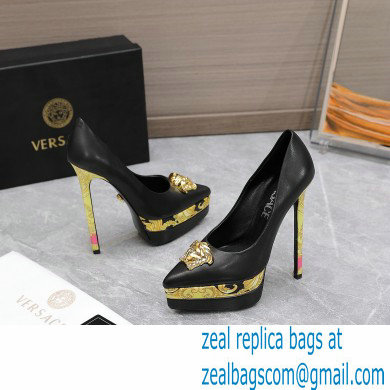Versace Heel 15.5cm platform 1.5cm Barocco Palazzo La Medusa Pumps Black/Print 2022 - Click Image to Close