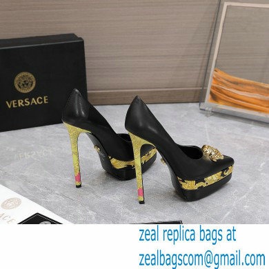 Versace Heel 15.5cm platform 1.5cm Barocco Palazzo La Medusa Pumps Black/Print 2022 - Click Image to Close