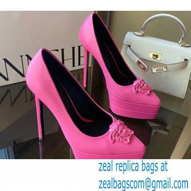 Versace Heel 15.5cm platform 1.5cm Barocco Palazzo La Medusa Pumps Fuchsia 2022 - Click Image to Close