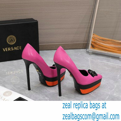 Versace Heel 15.5cm platform 1.5cm Barocco Palazzo La Medusa Pumps Fuchsia/Black/Orange 2022