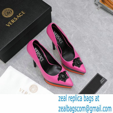 Versace Heel 15.5cm platform 1.5cm Barocco Palazzo La Medusa Pumps Fuchsia/Black/Orange 2022 - Click Image to Close