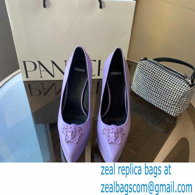 Versace Heel 15.5cm platform 1.5cm Barocco Palazzo La Medusa Pumps Lavender 2022 - Click Image to Close