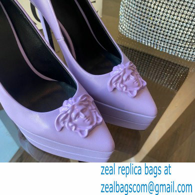 Versace Heel 15.5cm platform 1.5cm Barocco Palazzo La Medusa Pumps Lavender 2022 - Click Image to Close