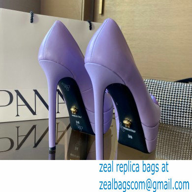 Versace Heel 15.5cm platform 1.5cm Barocco Palazzo La Medusa Pumps Lavender 2022 - Click Image to Close