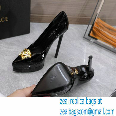 Versace Heel 15.5cm platform 1.5cm Barocco Palazzo La Medusa Pumps Patent Black 2022 - Click Image to Close