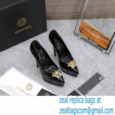 Versace Heel 15.5cm platform 1.5cm Barocco Palazzo La Medusa Pumps Patent Black 2022 - Click Image to Close