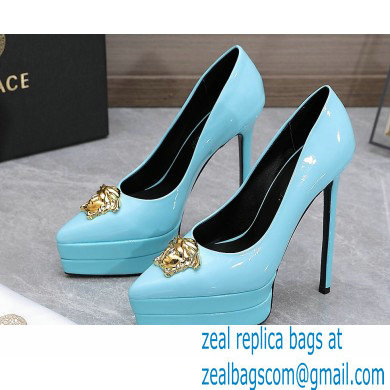 Versace Heel 15.5cm platform 1.5cm Barocco Palazzo La Medusa Pumps Patent Blue 2022