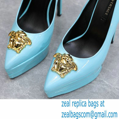 Versace Heel 15.5cm platform 1.5cm Barocco Palazzo La Medusa Pumps Patent Blue 2022