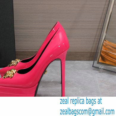 Versace Heel 15.5cm platform 1.5cm Barocco Palazzo La Medusa Pumps Patent Fuchsia 2022 - Click Image to Close